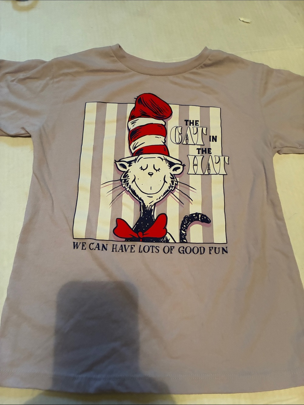 Dr. Seuss Cat in the Hat Kids Tee - Mauve with Red Accents